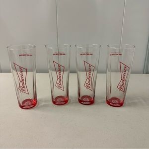Set of 4 Budweiser Bowtie Beer Glasses